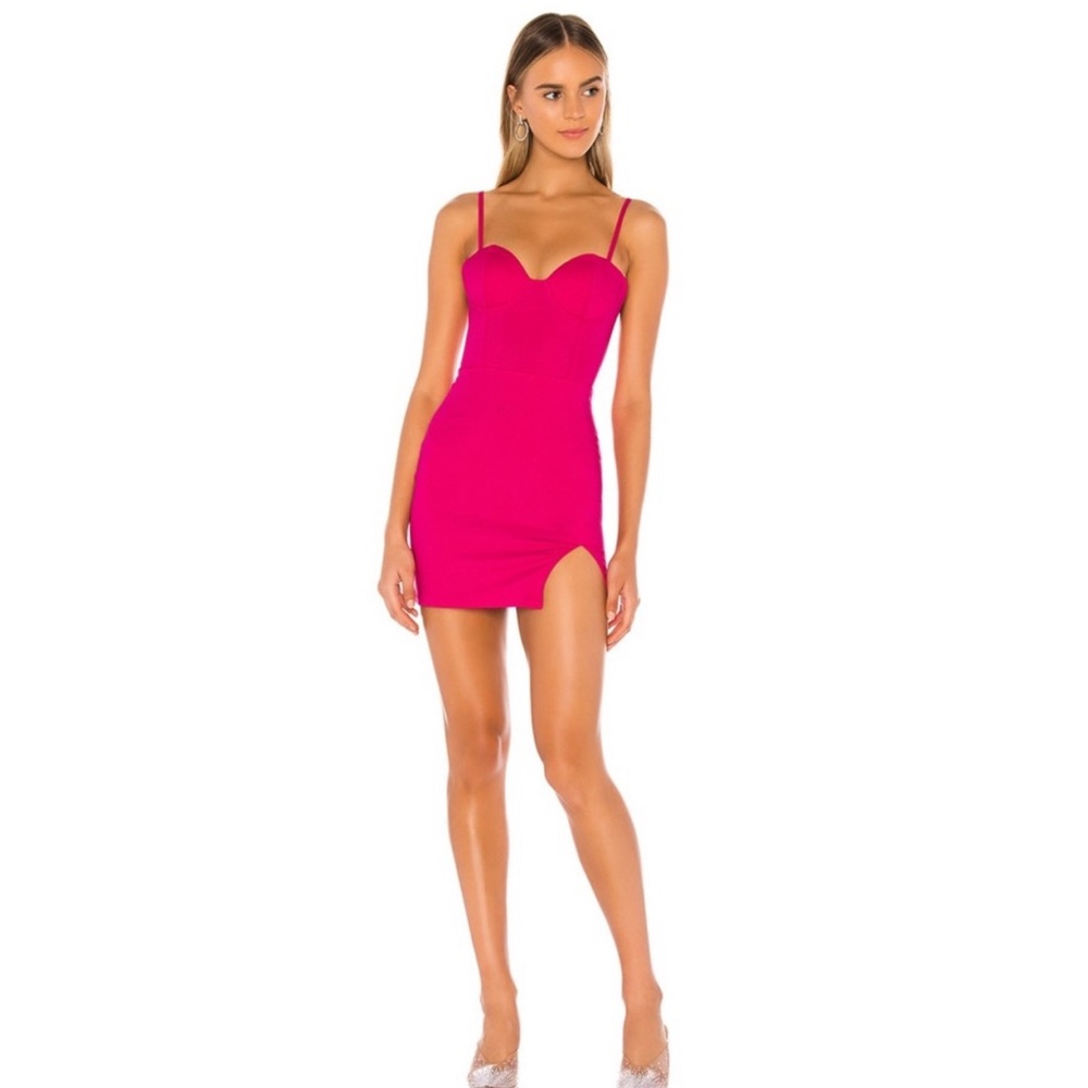 Superdown hot pink bustier dress